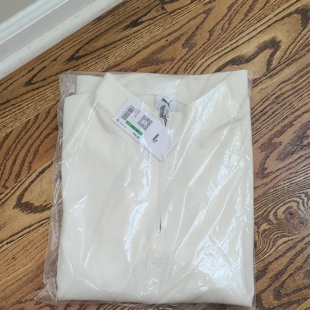 Mens Puma Cloudspun Off-White Quarter Zip-Up Pullover size Lg - Picture 4 of 7